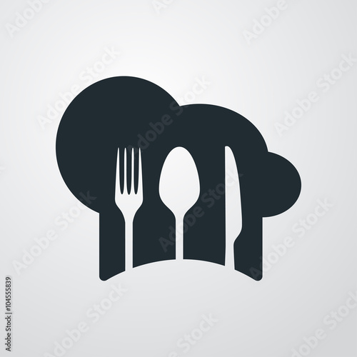 Icono plano gorro de cocinero sobre fondo degradado #2
