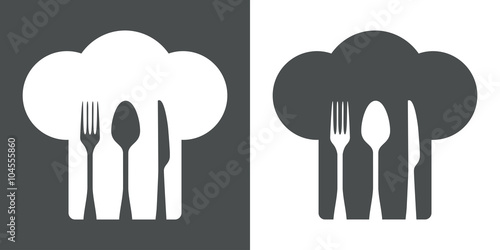 Icono plano gorro de cocinero y cubiertos #1