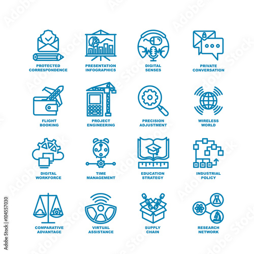 Business Fat Line Icon set