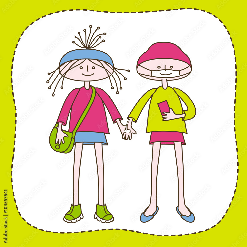 Healthy and suffering from cancer girls hand by hand Healthy and suffering from cancer girls hand by hand