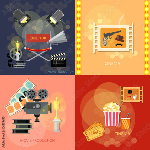 Set of movie design elements cinema festival movie tickets