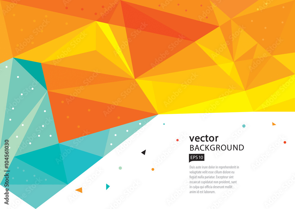 Obraz premium abstract geometric blue, yellow,orange and green triangles background. Vector-stock EPS 10
