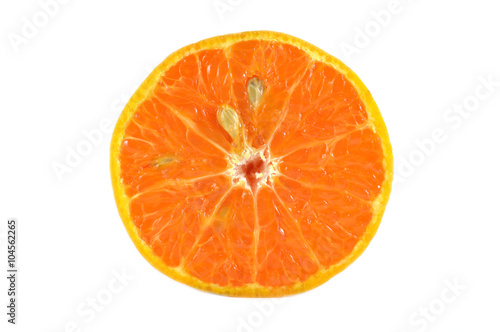 Half of orange on white background