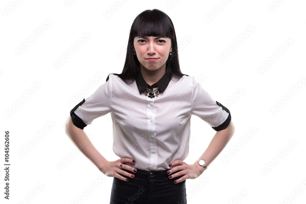 Unhappy young woman with long hair Unhappy young woman with long hair