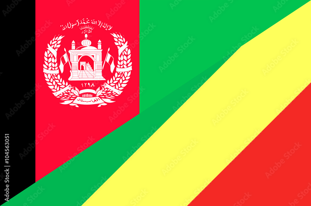 Naklejka premium Waving flag of Congo and Afghanistan 