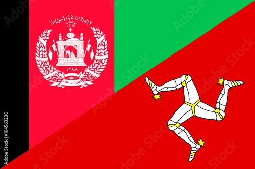 Waving flag of Isle of man and Afghanistan 