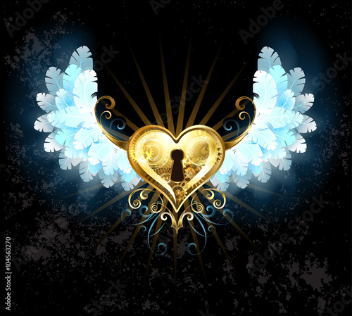 Mechanical heart with white wings