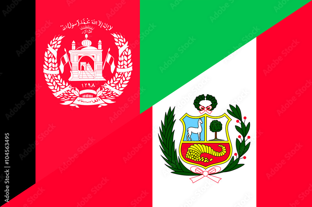 Fototapeta premium Waving flag of Peru and Afghanistan 