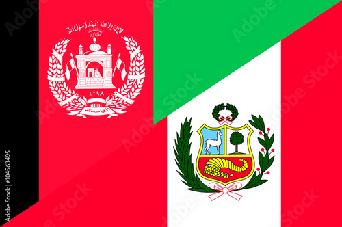 Waving flag of Peru and Afghanistan 