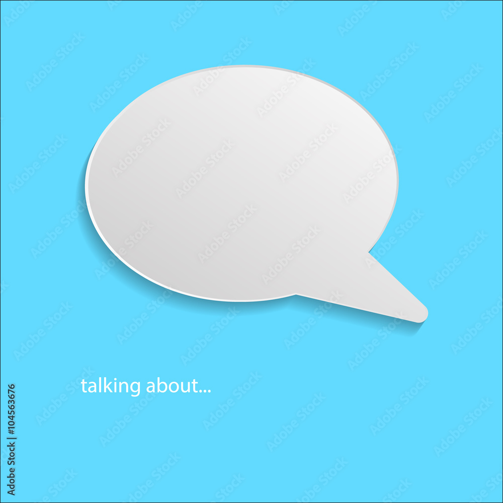 Talking about paper bubble icon on blue background Talking about paper bubble icon on blue background