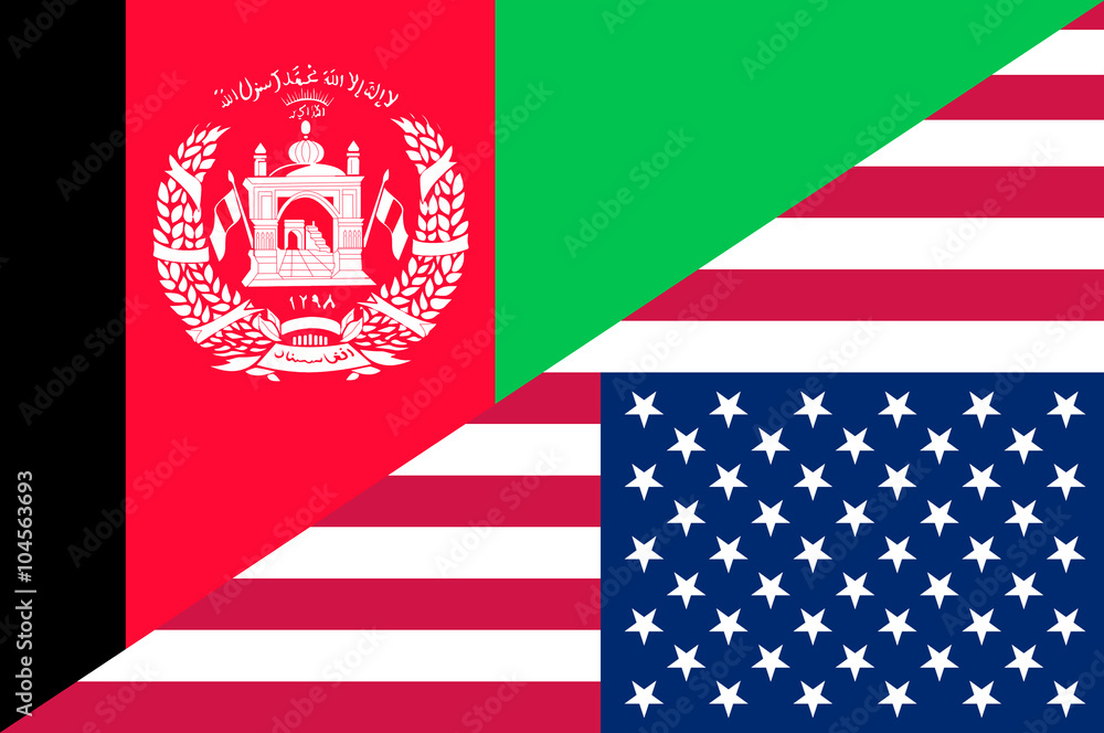 Waving flag of USA and Afghanistan Waving flag of USA and Afghanistan