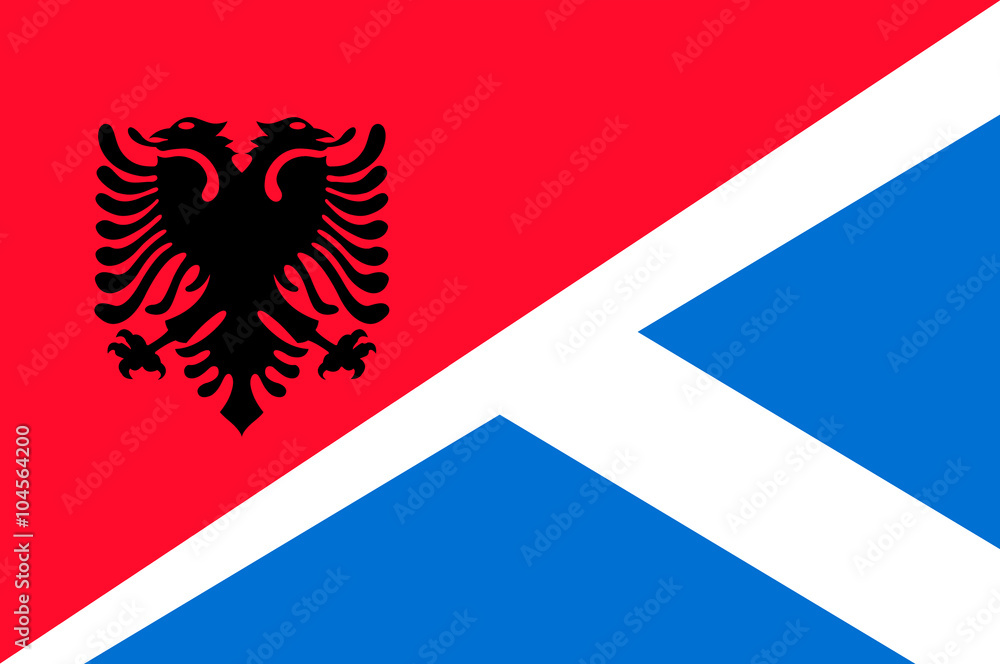 Fototapeta premium Waving flag of Scotland and Albania 