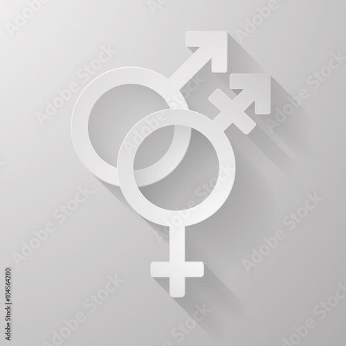 LGBT trans gender symbol paper icon