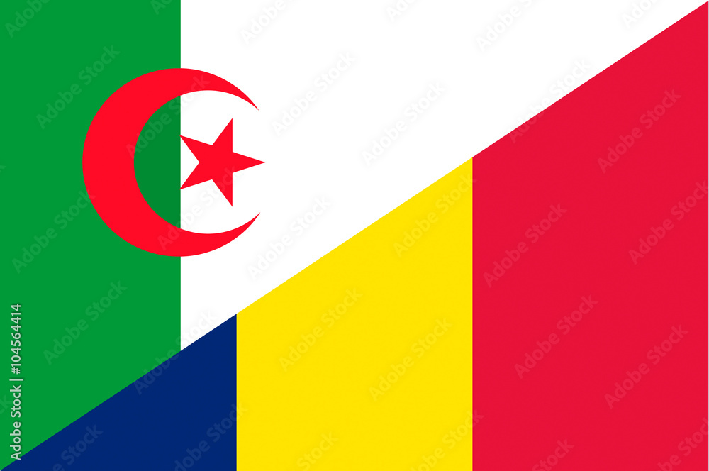 Naklejka premium Waving flag of Chad and Algeria 