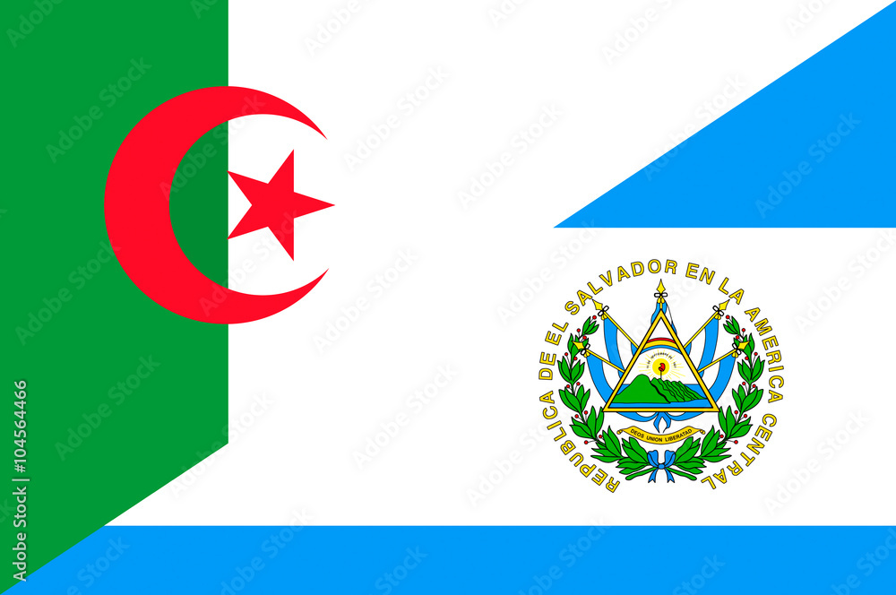 Waving flag of El Salvador and Algeria Waving flag of El Salvador and Algeria