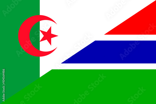 Waving flag of Gambia and Algeria 