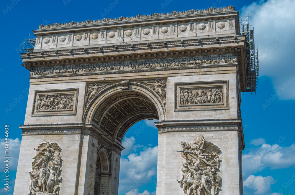 Paris France 20 April 2014 The Arc de Triomphe is one of the most famous monuments in Paris