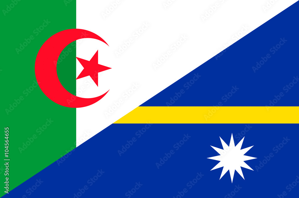 Waving flag of Nauru and Algeria Waving flag of Nauru and Algeria