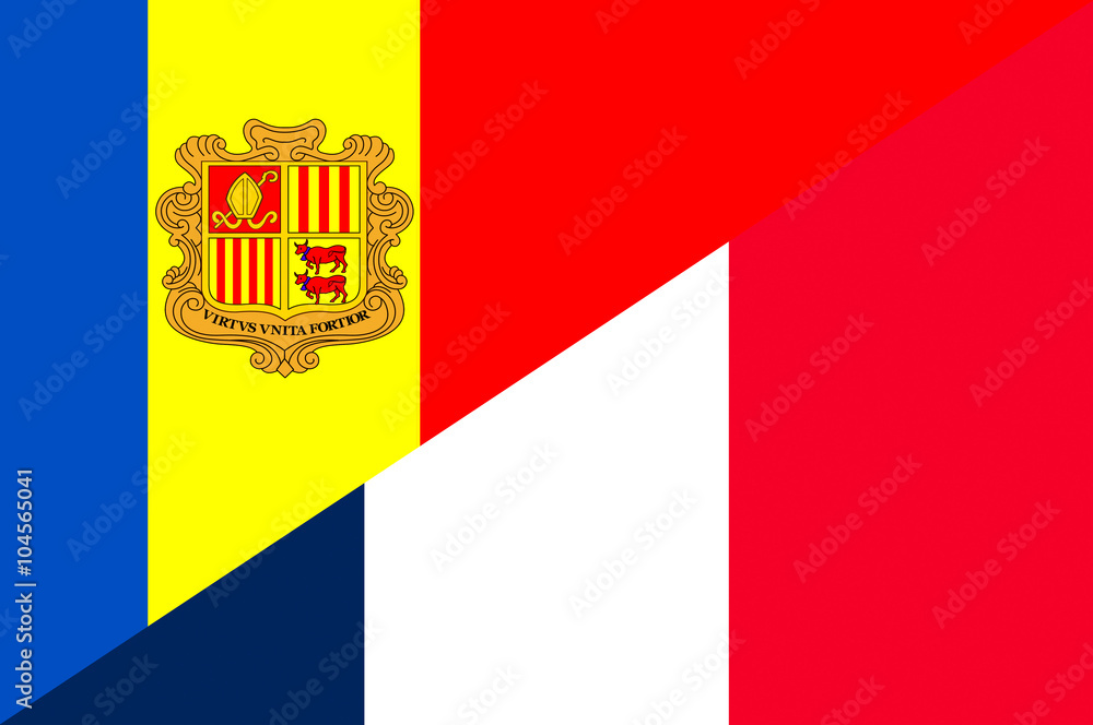 Naklejka premium Waving flag of France and Andora 