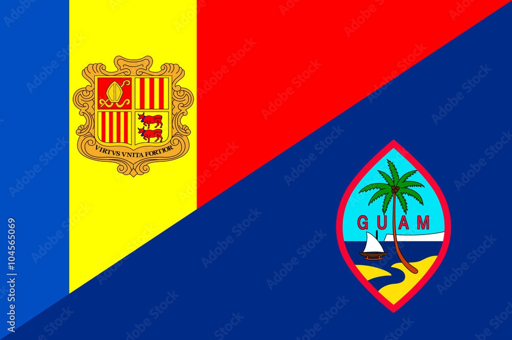 Waving flag of Guam and Andora Waving flag of Guam and Andora