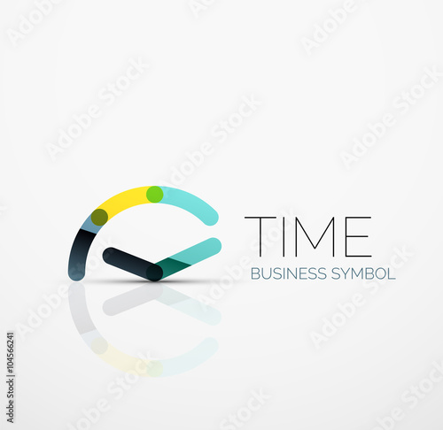 Vector abstract logo idea, time concept or clock business icon. Creative logotype design template