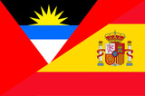 Waving flag of Spain and Antigua and Barbuda
