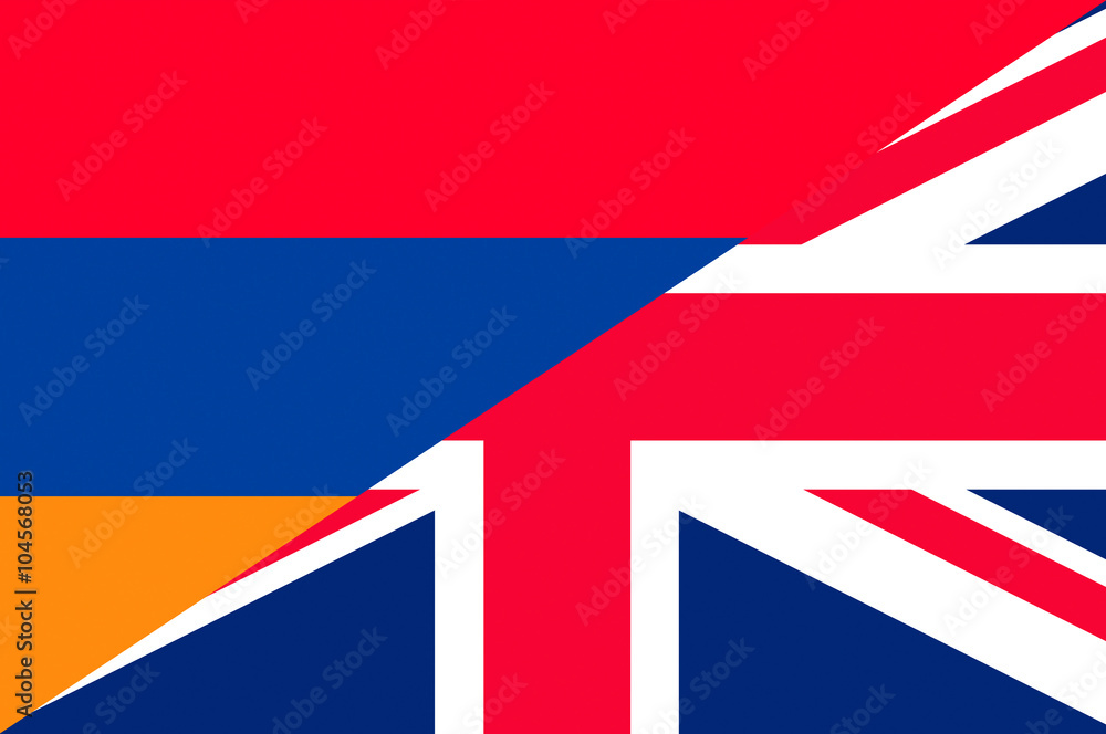 Waving flag of Great Britain and Armenia Waving flag of Great Britain and Armenia