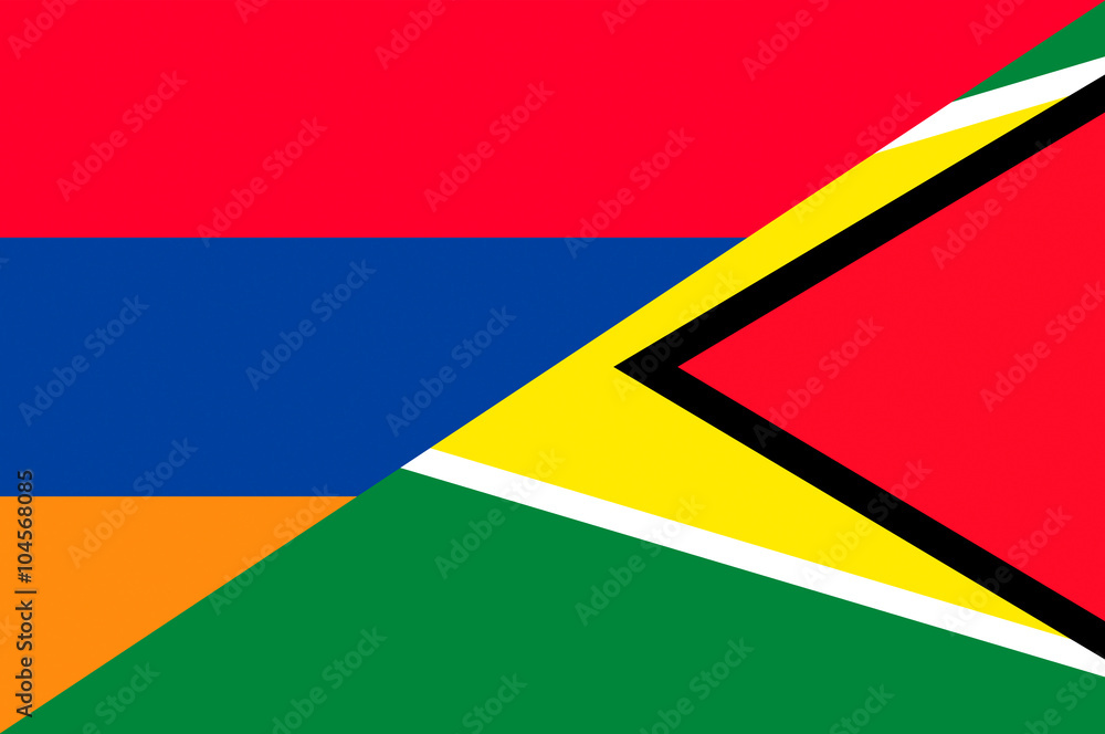 Waving flag of Guyana and Armenia Waving flag of Guyana and Armenia