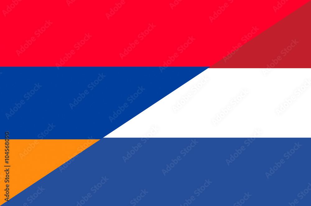 Waving flag of Holland and Armenia Waving flag of Holland and Armenia