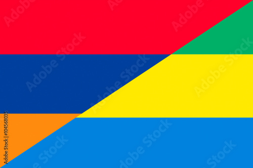 Waving flag of Gabon and Armenia 