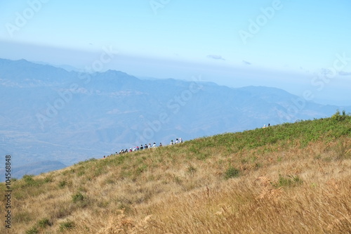 People hiking in the mountain 