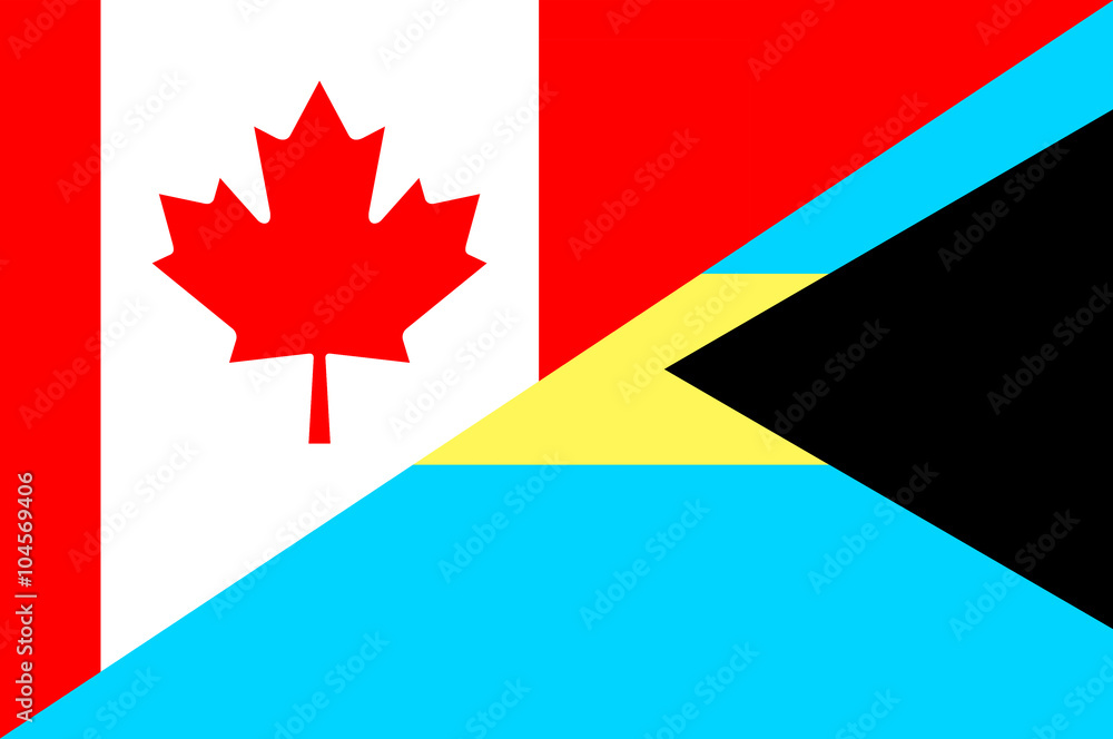 Fototapeta premium Waving flag of Bahamas and Canada