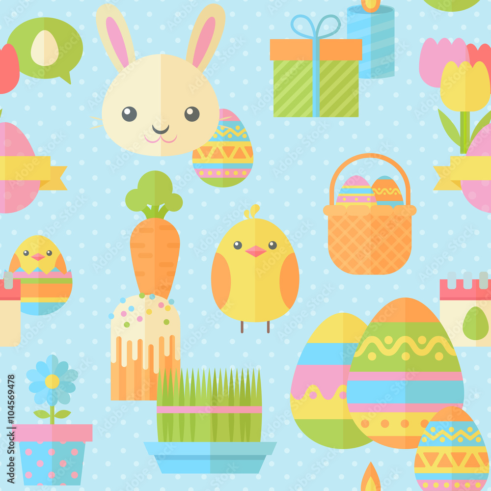 Cute Easter seamless pattern