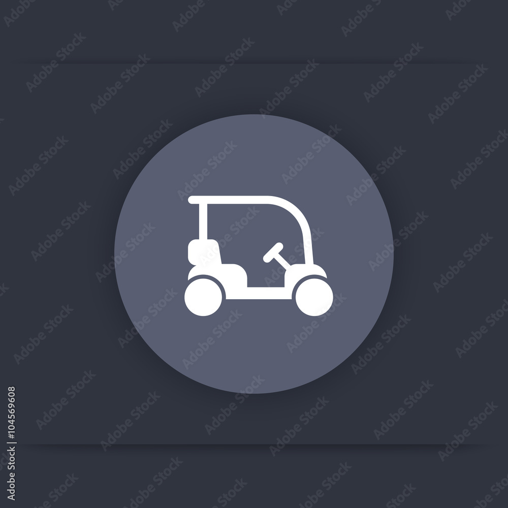 Golf cart, golf car round flat icon, vector illustration