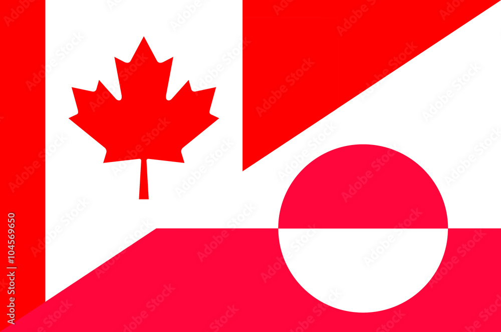Waving flag of Greenland and Canada Waving flag of Greenland and Canada
