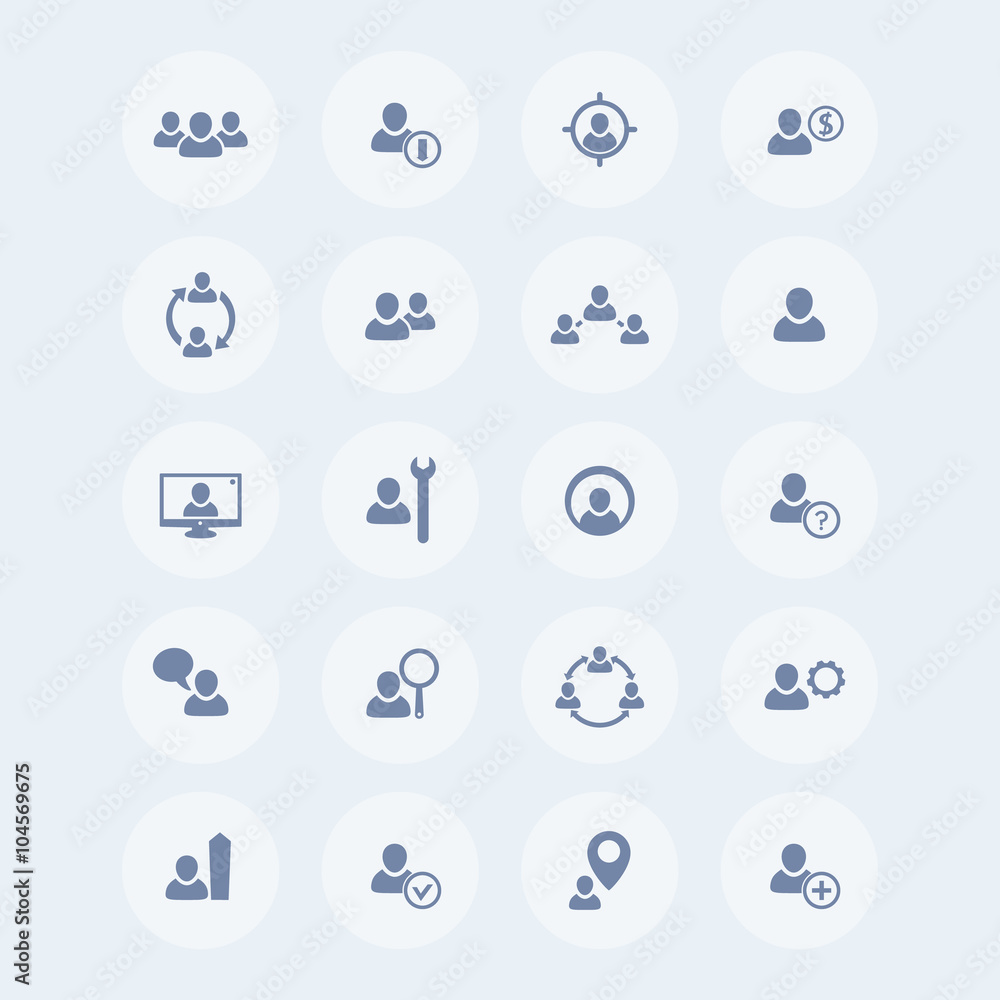 Human resources icons, hrm, personnel management, login icon, account symbol, login pictogram, vector illustration