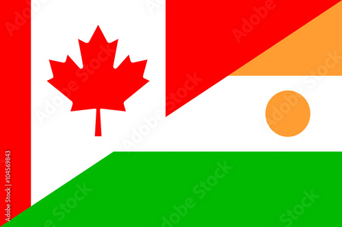 Waving flag of Niger and Canada