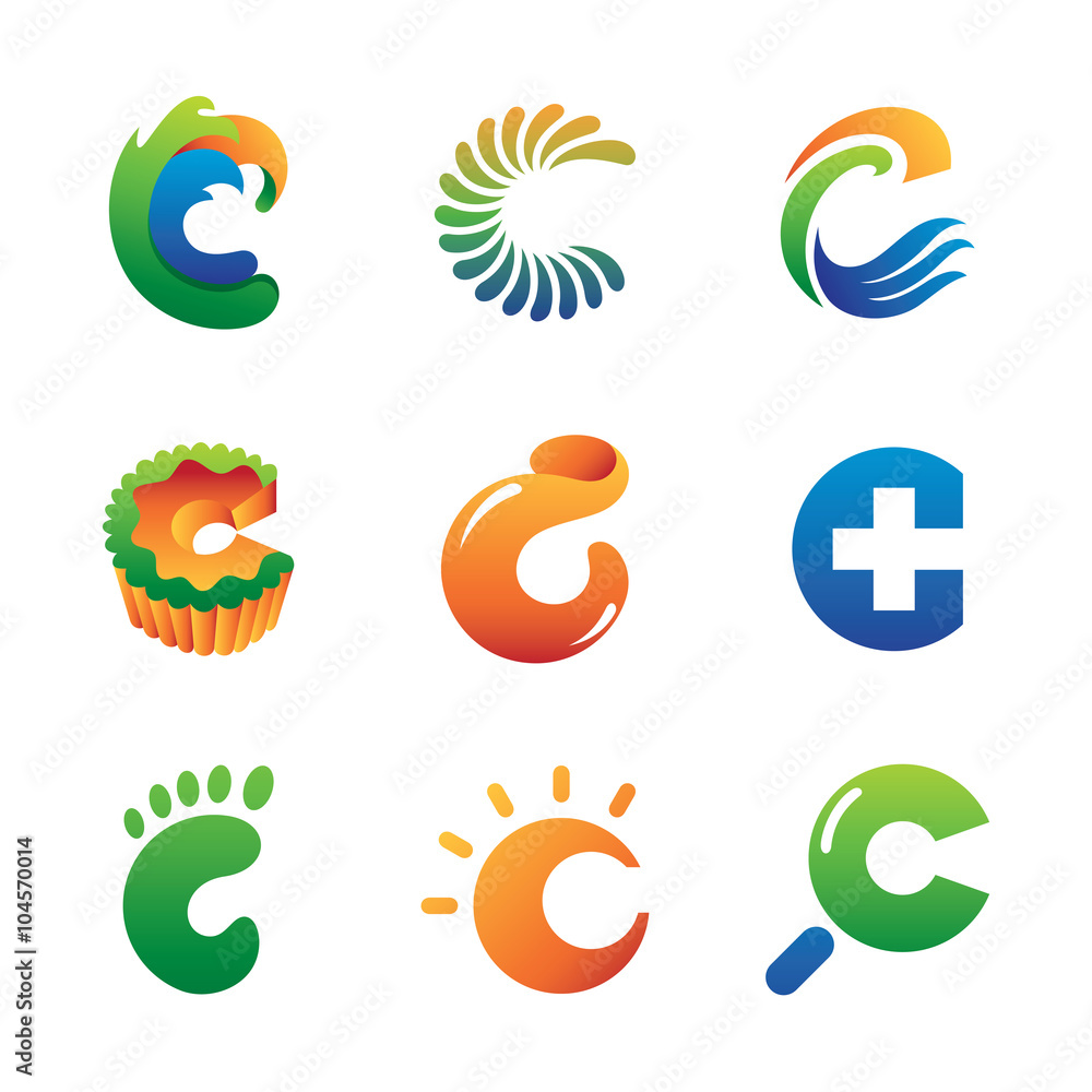 Abstract Letter C Design Set Abstract Letter C Design Set