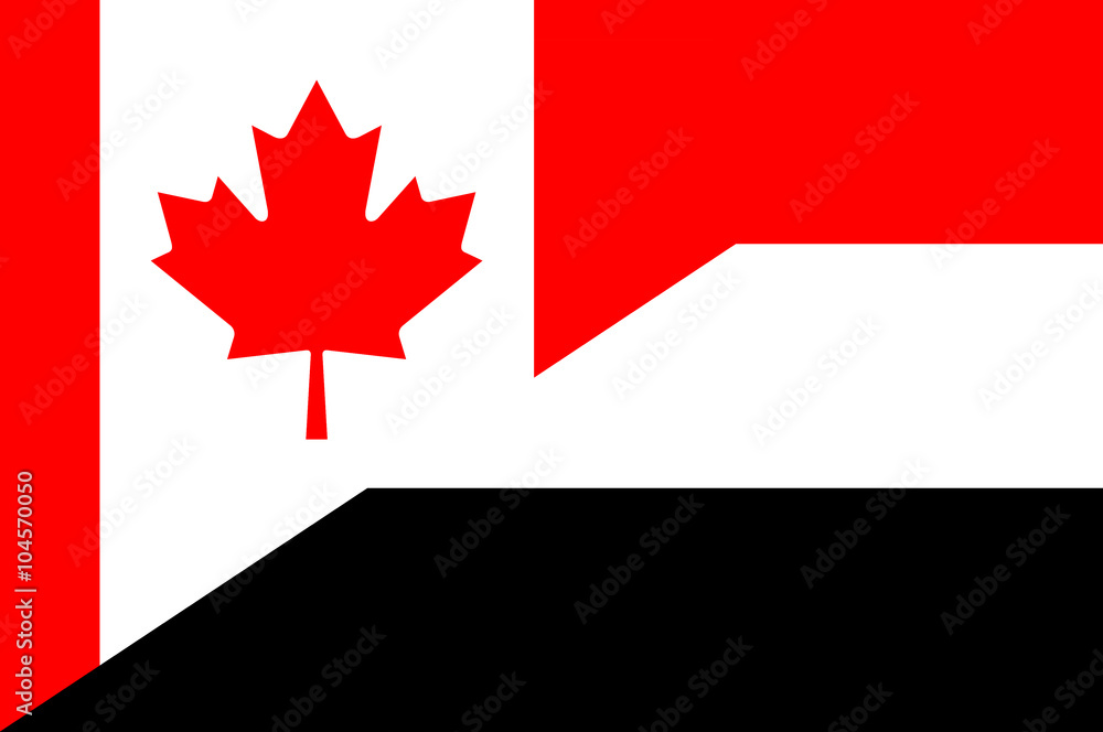 Obraz premium Waving flag of Yemen and Canada