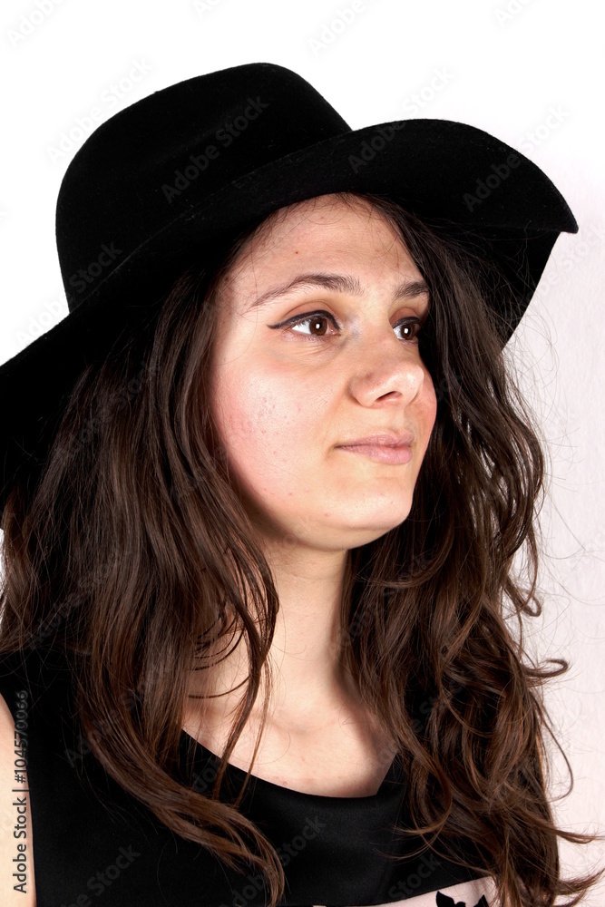 Studio shot of a lady with hat Studio shot of a lady with hat