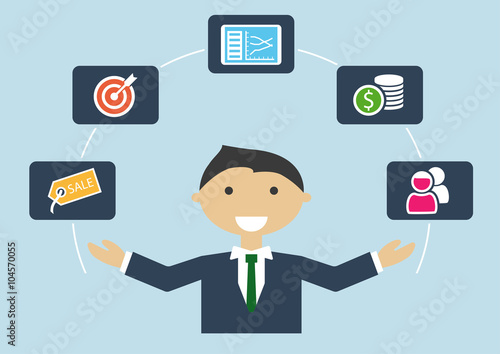 People at work: vector illustration of sales expert or sales manager 