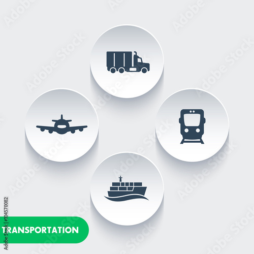 transportation industry icons, cargo train vector, air transport, cargo ship, maritime transport, cargo truck icon, transportation