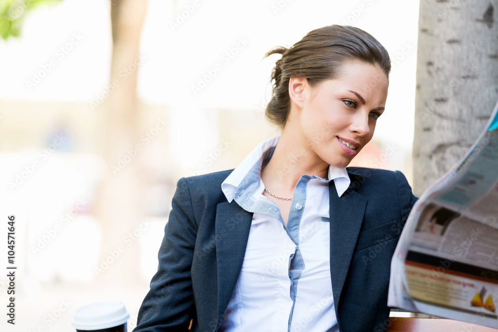 Portrait of business woman smiling outdoor