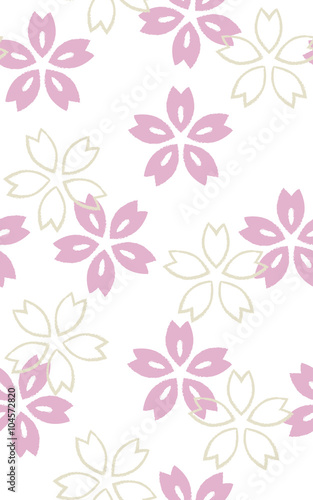 Seamless pattern of sakura charcoal brush