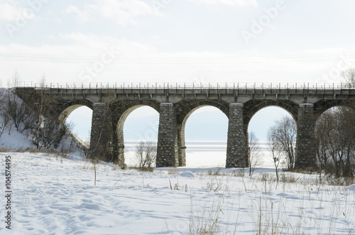 One of the viaducts of Circum-Baikal Railway in winter © mors74
