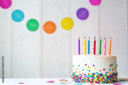 Tableau sur toile Birthday cake with extinguished candles