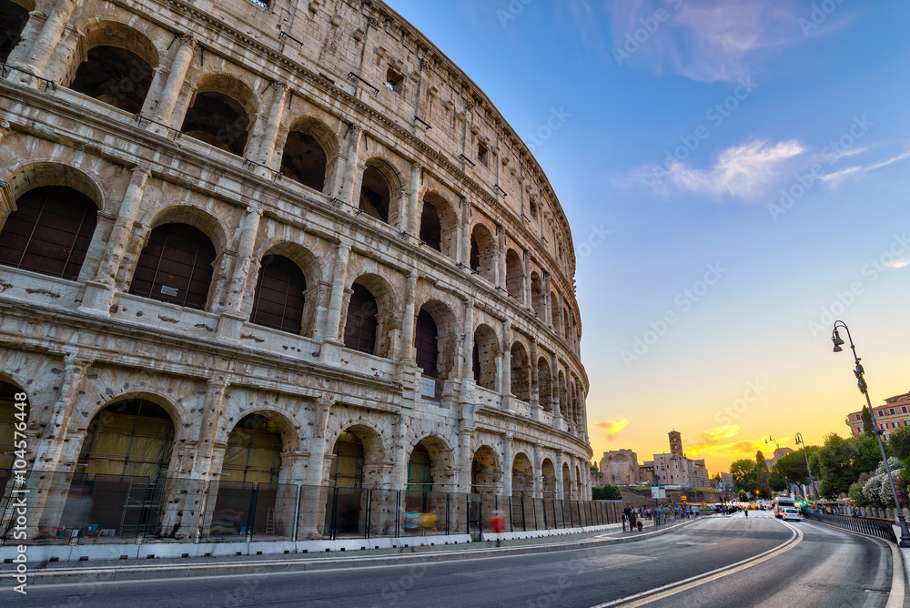 Sunset at Colosseum , Rome , Italy