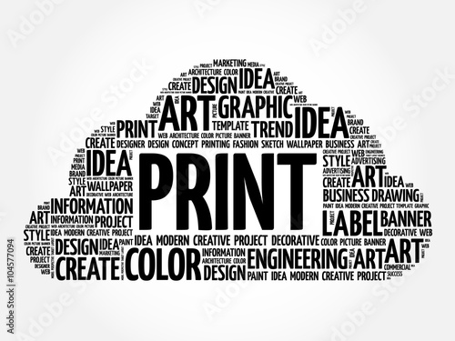 PRINT word cloud, creative business concept background