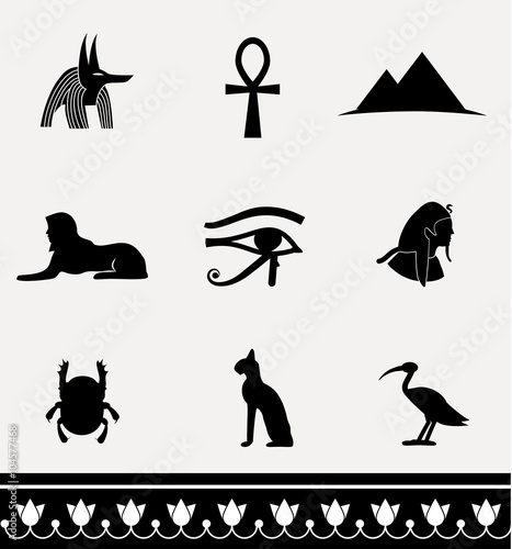 Symbols of Egypt - vector icon set.