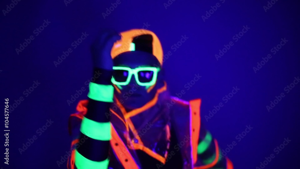 Guy dancing in neon costume Guy dancing in neon costume